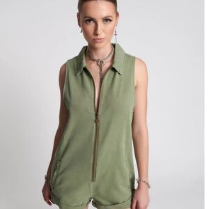 One Teaspoon SUPER KHAKI MINI BRAXTON OVERALLS